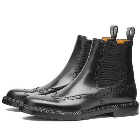 gucci brogue chelsea boots|Gucci Leather Brogue Chelsea Boot, Black .